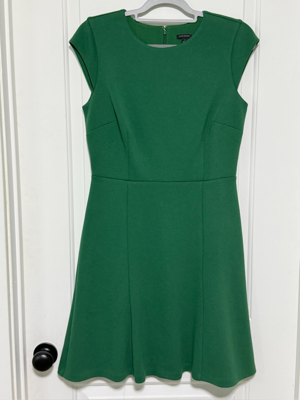 NWOT Ann Taylor Kelly Green Cap Sleeve Fit & Flare Pique Dress